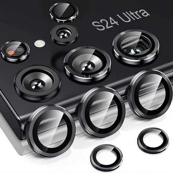 for Samsung Galaxy S24 Ultra Camera Lens Protector, Case-Friendly, Ultra-HD 9H Tempered Glass Screen Protector, Anti-Scratch, Space Titanium Military-Grade Drop Protection,Black,2 Pack