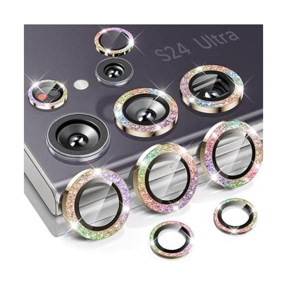 for Samsung Galaxy S24 Ultra Camera Lens Protector, Case-Friendly, Ultra-HD 9H Tempered Glass Screen Protector, Anti-Scratch, Space Titanium Military-Grade Drop Protection, Gliiter Coroful