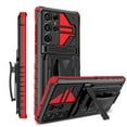thumbnail image 1 of For Samsung Galaxy S24 Ultra Case with Belt Clip Holster, Heavy Duty Military Grade Drop Protective, 360° Rotating Kickstand Shockproof TPU Shell Durable Rugged Cover, Red, 1 of 15