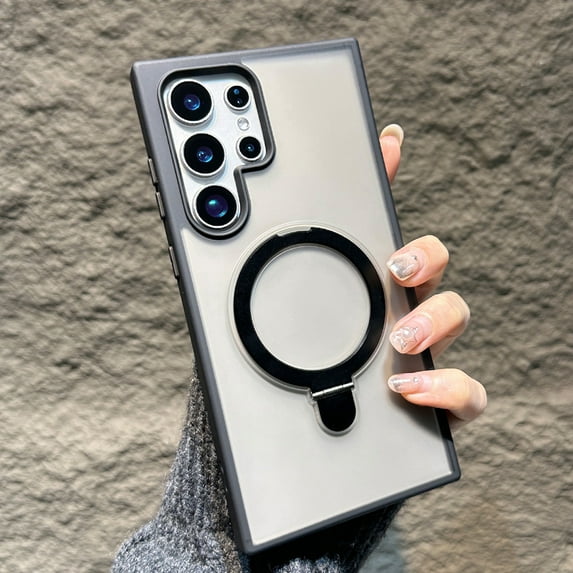 for Samsung Galaxy S24 Ultra Case, Built-in Stand and Finger Ring Holder, Wireless Charging Compatible, Military Grade Protection, Shockproof Protective Cover for Samsung Galaxy S24 Ultra, Black