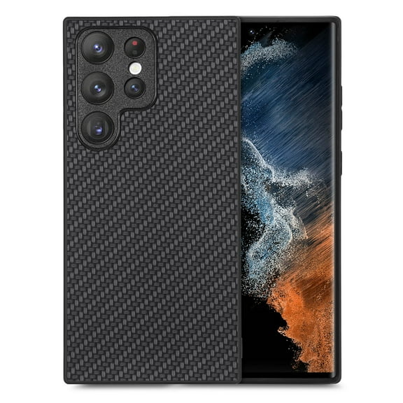 for Samsung Galaxy S24 Ultra Case, Carbon Fiber Leather Slim Protective Cover, Full Protection Strong Impact Resistance Smartphone Protection for Samsung Galaxy S24 Ultra, Black