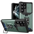 thumbnail image 1 of For Samsung Galaxy S24 Ultra Case with Card Holder & 360° Magnetic Ring Stand Heavy Duty Camera Lens Slide Dual Layer Shockproof Hidden Card Slot Slim Wallet Phone Case Cover for Women Men,Darkgreen, 1 of 7
