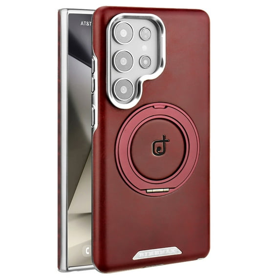 for Samsung Galaxy S24 Ultra Case Compatible with MagSafe, 360° Rotating Ring Kickstand, Ultra Slim Lightweight Shockproof Back Cover, Luxury Drop Protective Phone Case for Galaxy S24 Ultra, Winered