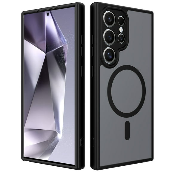 for Samsung Galaxy S24 Ultra Case Compatible with MagSafe, Ultra Slim Anti-Fingerprint TPU+PC Material Hybrid Shockproof Back Cover, Lightweight Anti-Scratch Drop Protective Phone Case - Black