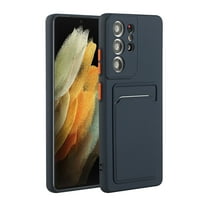 for Samsung Galaxy S24 Ultra Case with Credit Card Holder Slot TPU Soft Silicone Scratch-Resistant Slim Wallet Case Protective Cover for Samsung Galaxy S24 Ultra, Darkblue