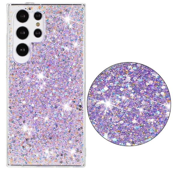 For Samsung Galaxy S24 Ultra Case,Cute Glitter Bling Twinkle Stardust with Drop Protection Shockproof Soft TPU Slim Flexible Phone Case Girls/Women Protective case for Samsung Galaxy S24 Ultra,Purple