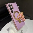 thumbnail image 1 of for Samsung Galaxy S24 Ultra Case with Invisible Stand & Ring Holder[Compatible with MagSafe] [ Drop Protection] Electroplated Bumper Phone Case - Solid Purple, 1 of 16