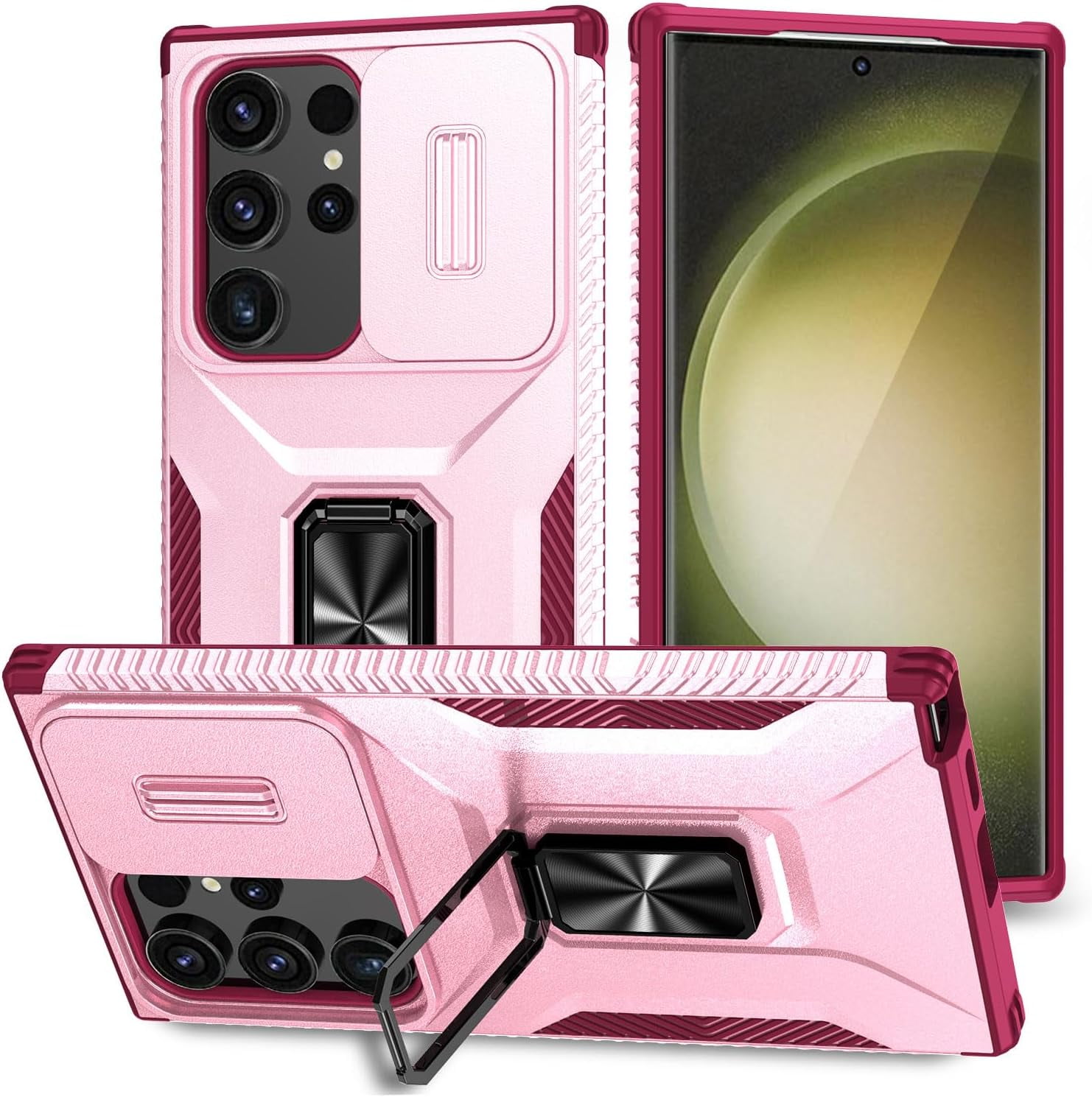 for Samsung Galaxy S24 Ultra Case with Kickstand and Slide Camera Cover