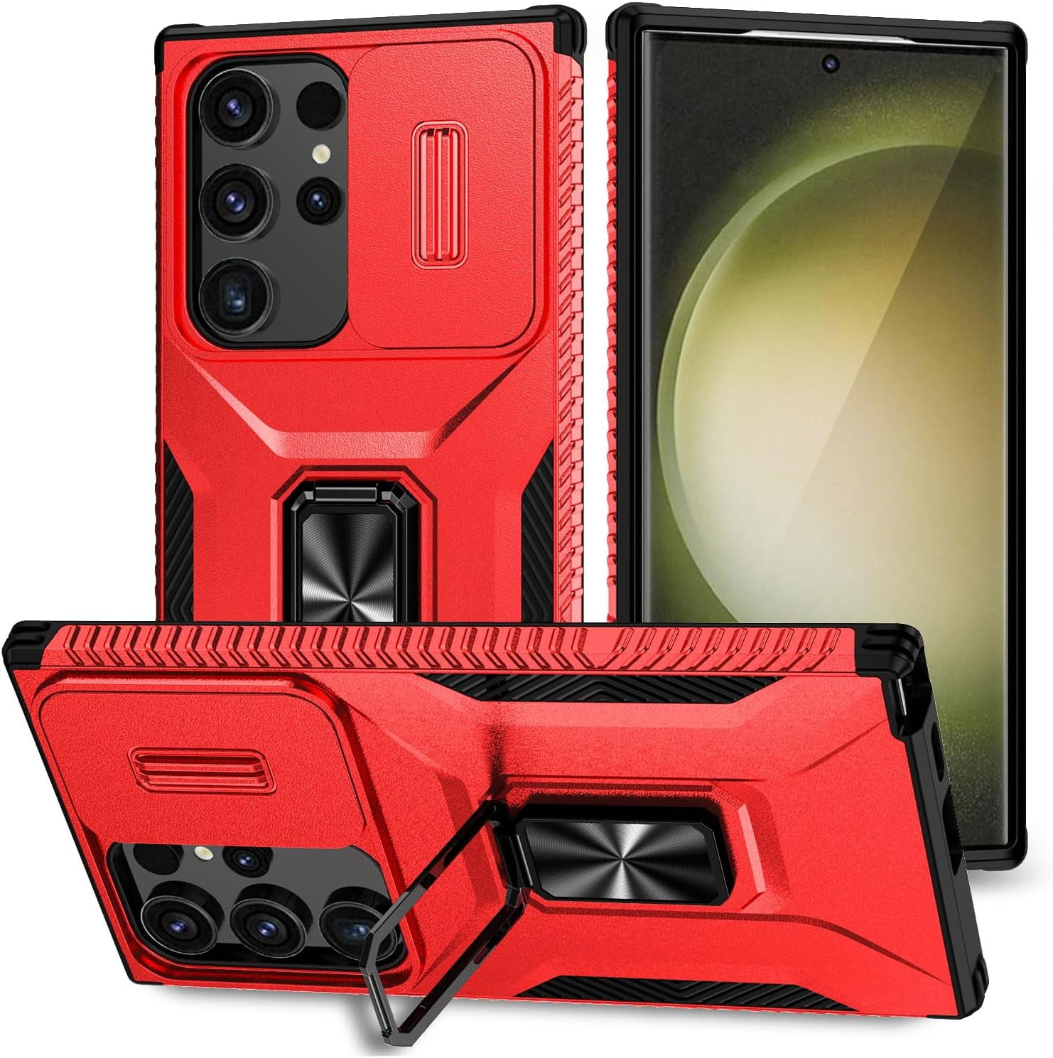 for Samsung Galaxy S24 Ultra Case with Kickstand and Slide Camera Cover