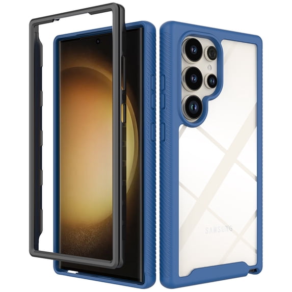 for Samsung Galaxy S24 Ultra Case, Luxury Dual Layer Shockproof Bumper Rugged Hybrid Heavy Duty Clear Drop Protective Durable Hybrid 2-layer Phone Case Cover for Galaxy S24 Ultra, Darkblue