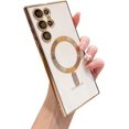 thumbnail image 1 of for Samsung Galaxy S24 Ultra Case Magnetic Clear with Camera Lens Protector Full Protection MagSafe Electroplated Silicone Slim Fit Shockproof Protective Case Cover 6.8 Inch - Gold, 1 of 11