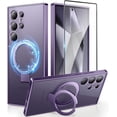 thumbnail image 1 of for Samsung Galaxy S24 Ultra Case with Magnetic Ring Stand,[Compatible with MagSafe][Military Drop Protection] Shockproof Protective Slim Phone Case for S24 Ultra, Clear Purple, 1 of 18