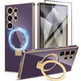 thumbnail image 1 of for Samsung Galaxy S24 Ultra Case with Magnetic Ring Stand,[Compatible with MagSafe][Military Drop Protection] Shockproof Protective Slim Phone Case for S24 Ultra, Deep Purple, 1 of 17