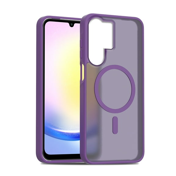 for Samsung Galaxy S24 Ultra Case: Magnetic Translucent Matte Shockproof Slim Compatible with MagSafe - Military Grade Drop Proof Hard Back Anti-Fingerprint Protective Cell Phone Cover,Darkpurple