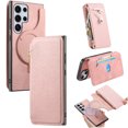 thumbnail image 1 of For Samsung Galaxy S24 Ultra Case with RFID Blocking Card Holder for Women Men,Compatible with MagSafe,Detachable Wallet 2 in 1 PU Leather Magnetic Snap Flip Kickstand Zipper Pouch Phone Case,Pink, 1 of 12