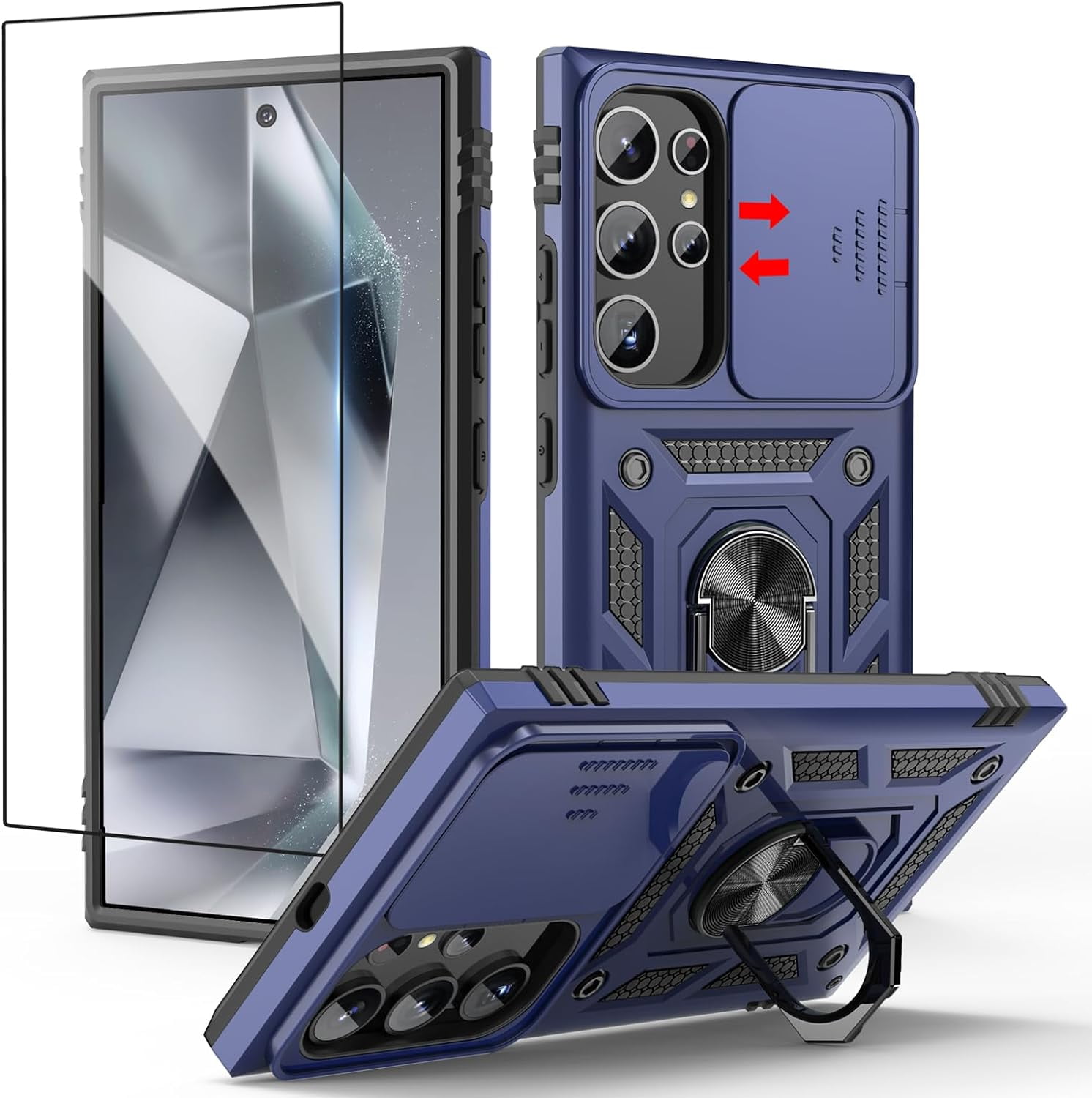 for Samsung Galaxy S24 Ultra Case with Screen Protector + Slide Camera ...