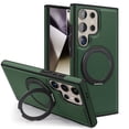 thumbnail image 1 of for Samsung Galaxy S24 Ultra Case, Slim Fit Premium PU Leather [Compatible with MagSafe] [360° Rotatable Ring Kickstand] Shockproof Protective Cover for Galaxy S24 Ultra Phone Case Magnetic, Darkgreen, 1 of 6