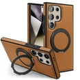 thumbnail image 1 of for Samsung Galaxy S24 Ultra Case, Slim Fit Premium PU Leather [Compatible with MagSafe] [360° Rotatable Ring Kickstand] Shockproof Protective Cover for Galaxy S24 Ultra Phone Case Magnetic, Brown, 1 of 6