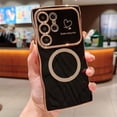 thumbnail image 1 of for Samsung Galaxy S24 Ultra Case for Women Girls [Compatible with Mag Safe] Cute, Magnetic Love Heart Pattern with Camera Lens Protection Plating Shockproof Wireless Charging Phone Case,Black, 1 of 8