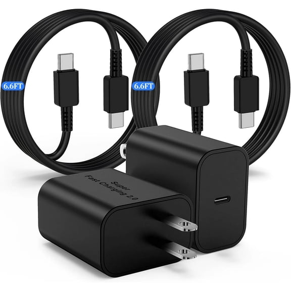 JOZASHON 45W USB-C Super Fast Charger,2pack Android Phone Wall Charger Block Adapter with 6.6ft Cord for Samsung Galaxy S25/S24 Ultra/S24/S23 Ultra/S23/S22/S21/S20/Note 10/20, Galaxy Tab