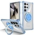 thumbnail image 1 of for Samsung Galaxy S24 Ultra Clear Case with Rotation Metal Ring Holder Stand, Support Magnetic Car Phone Mount Soft TPU Bumper PC Hard Corners Shockproof Protective Case for Galaxy S24 Ultra, Blue, 1 of 10