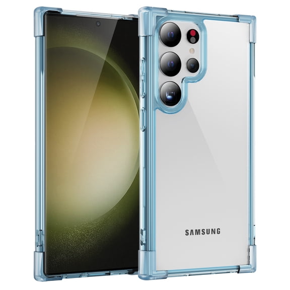 for Samsung Galaxy S24 Ultra Clear Case,Shockproof Soft TPU Bumper and Hard PC Back Cover,Corner Enhanced Protection,Non-Yellowing,Anti-Scratch,Drop Protection,Slim Fit for Galaxy S24 Ultra,Blue
