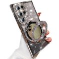 thumbnail image 1 of for Samsung Galaxy S24 Ultra Glitter Kickstand Case, [Compatible with MagSafe] Girly Woman Makeup Mirror Cute Bling Rhinestones Cover Camera Lens Protector Ring Stand for S24 Ultra (Silver), 1 of 7