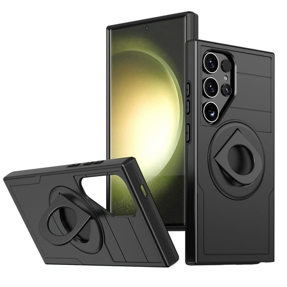 for Samsung Galaxy S24 Ultra Hybrid Case, Compatible with MagSafe 360 Rotating Strong Magnetic Bracket Shockproof Drop Protective Ultra Slim Phone Case for Samsung Galaxy S24 Ultra, Black