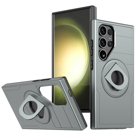 for Samsung Galaxy S24 Ultra Hybrid Case, Compatible with MagSafe 360 Rotating Strong Magnetic Bracket Shockproof Drop Protective Ultra Slim Phone Case for Samsung Galaxy S24 Ultra, Gray