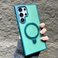thumbnail image 1 of for Samsung Galaxy S24 Ultra Magnetic Case, with Rotatable Kickstand Invisible Ring Stand [Support Wireless Charging] Translucent Slim Shockproof Phone Case for Samsung Galaxy S24 Ultra, Green, 1 of 11