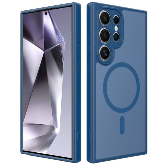 for Samsung Galaxy S24 Ultra Magnetic Case Support Wireless Charging, Military-Grade Protection Cover, Slim Anti-Scratch Phone Case for Samsung Galaxy S24 Ultra Match with Car Mount Holder, Blue