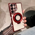 thumbnail image 1 of for Samsung Galaxy S24 Ultra Magnetic Glitter Case with Ring Holder Stand, Luxury Bling Rhinestone Clear Phone Case, Compatible with MagSafe and Camera Lens Protection Cover for Women Girls, Red, 1 of 7