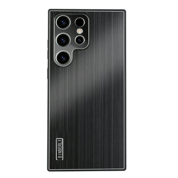 for Samsung Galaxy S24 Ultra Metal Back Case, Luxury Anti-fingerprint Drop Protective Anti-Scratch Shockproof Thin Fit TPU Frame Phone Case Cover for Samsung Galaxy S24 Ultra, Black