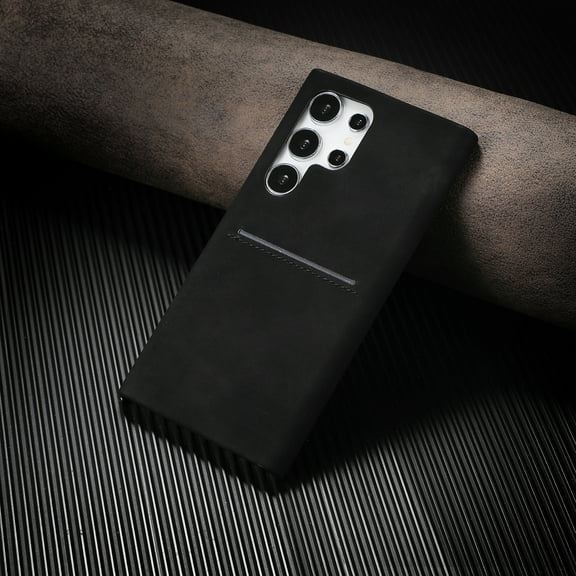 for Samsung Galaxy S24 Ultra PU Leather Back Case, Retro Skin Friendly Classic Card Slot Ultra Slim Shockproof Business Phone Cover for Men Women for Samsung Galaxy S24 Ultra, Black