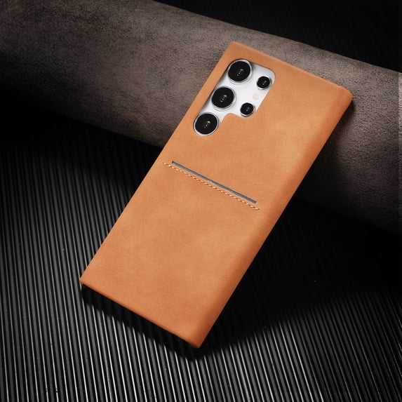 for Samsung Galaxy S24 Ultra PU Leather Back Case, Retro Skin Friendly Classic Card Slot Ultra Slim Shockproof Business Phone Cover for Men Women for Samsung Galaxy S24 Ultra, Yellow