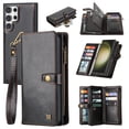 thumbnail image 1 of for Samsung Galaxy S24 Ultra PU Leather Detachable Magnetic Wallet Case, Zipper Pocket Card Slots Multifunctional Rugged Full Body Protection Wrist Strap Magnetic Buckle for Galaxy S24 Ultra - Black, 1 of 7