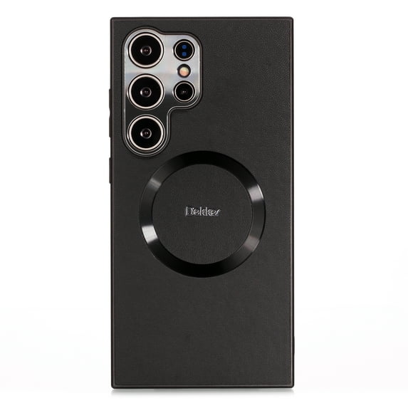 for Samsung Galaxy S24 Ultra PU Leather Impact Case, Vintage Drop Protective MagSafe & Wireless Charging Camera Lens Protection Phone Case Cover Compatible with Samsung Galaxy S24 Ultra, Black