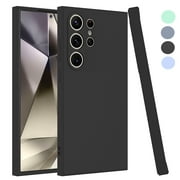 For Samsung Galaxy S24 Ultra Phone Case, Ebizware Shockproof Liquid Silicone Case Full-Body Protective Rugged Rubber Case Cover with Microfiber Lining for Galaxy S24 Ultra Black