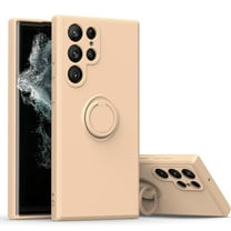 For Samsung Galaxy S24 Ultra Phone Case,Slim Liquid Silicone 360 Rotating Ring Holder Kickstand Support Car Mount Soft Rubber Hybrid Hard Protection Shockproof Bumper Girl Women Cover,Pink