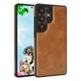 thumbnail image 1 of For Samsung Galaxy S24 Ultra Phone Case,Ultra Slim Anti-Scratch PU Leather Back + TPU Bumper Hybrid Protection,Compatible with Mag-Safe,Shockproof Anti-Falle Thin Fit Durable Phone Case,Darkbrown, 1 of 6