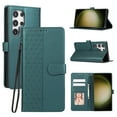 thumbnail image 1 of for Samsung Galaxy S24 Ultra Phone Case Wallet Card Holder, PU Leather Kickstand Flip Cases Wrist Strap Magnetic Closure Shockproof Embossed Protective Book Cover for Samsung Galaxy S24 Ultra, Green, 1 of 9