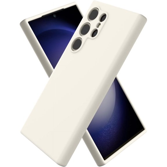 Samsung Galaxy S24 Ultra Silicone Case, Slim Fit Premium Liquid Silicone Shockproof Phone Cover, Upgraded Camera Protection and Microfiber Lining, Off White