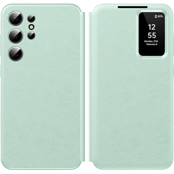 for Samsung Galaxy S24 Ultra with Smart Small Screen View, S-View Wallet Phone Case, for Samsung S24 Ultra Case Smart Window Cover, Smart Flip Leather Protective Cover for Samsung S24 Ultra 5G Case