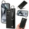 thumbnail image 1 of for Samsung Galaxy S24 Ultra Wallet Case with Card Holder, Hand Wrist Strap Loop Holder Kickstand, Finger Grip Ring Buckle PU Leather Double Buttons Shockproof Cover for Samsung Galaxy S24 Ultra,Black, 1 of 10