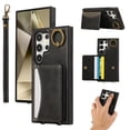 thumbnail image 1 of for Samsung Galaxy S24 Ultra Wallet Case with Card Holder - PU Leather Case for Women & Girls, Wrist Hand Strap, Secure Finger Ring, Shockproof Protective Phone Cover for Galaxy S24 Ultra, Black, 1 of 7