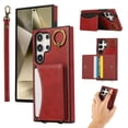 thumbnail image 1 of for Samsung Galaxy S24 Ultra Wallet Case with Card Holder - PU Leather Case for Women & Girls, Wrist Hand Strap, Secure Finger Ring, Shockproof Protective Phone Cover for Galaxy S24 Ultra, Red, 1 of 7