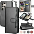 thumbnail image 1 of For Samsung Galaxy S24 Ultra Wallet Case, Ebizware Galaxy S24 Ultra Magnetic Leather Wallet Phone Case with Credit Card Slots Holder and Kickstand Folio Flip Detachable Cover - Black, 1 of 9