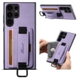 thumbnail image 1 of for Samsung Galaxy S24 Ultra Wallet Case with Kickstand, Premium PU Leather Wrist Strap Hand Holder Cover with Card Slot Finger Ring Shockproof Case for Samsung Galaxy S24 Ultra, Purple, 1 of 9