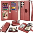 thumbnail image 1 of Samsung Galaxy S24 Ultra Wallet Case,Luxury Cash Credit Card Slots Holder PU Leather Flip Cover [Detachable Magnetic Hard Case] & Kickstand & Wristlet Strap Cover for Galaxy S24 Ultra, 1 of 7