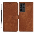 thumbnail image 1 of for Samsung Galaxy S24 Ultra Wallet Case, Premium PU Leather Card/Photo Slots Shockproof Classic with Wrist Strap Cash Pocket Wallet Purse Slim Flip Case Cover for Samsung Galaxy S24 Ultra, Brown, 1 of 6